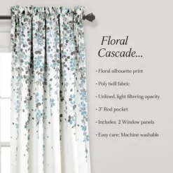 2pk 52"x108" Light Filtering Weeping Flower Curtain Panels Blue - Lush Décor -Beautiful House GUEST 99d49d98 518f 44f7 9f9d d591e3286e11