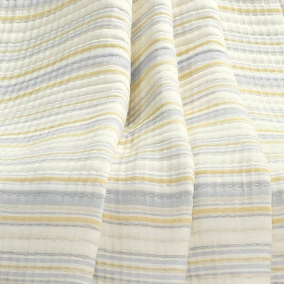 50"x60" Solange Striped Kantha Pick Stitched Yarn Dyed Cotton Woven Throw Blanket Yellow - Lush Décor 4 50"x60" Solange Striped Kantha Pick Stitched Yarn Dyed Cotton Woven Throw Blanket Yellow - Lush Décor - Image 4