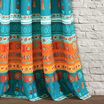 Lush Décor Boho Watercolor Border Window Curtain Panels Turquoise/Multi 52X84 Set 2 Lush Décor Boho Watercolor Border Window Curtain Panels Turquoise/Multi 52X84 Set - Image 2