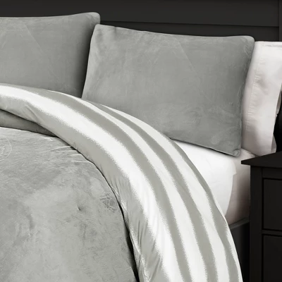 Plush Stripe Comforter Set Gray - Lush Décor 1 Plush Stripe Comforter Set Gray - Lush Décor