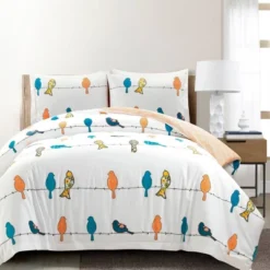 3pc Rowley Birds Cotton Duvet Cover Set - Lush Décor -Beautiful House GUEST 9aed35ad ddcd 4d38 b546 df83fec82d7d