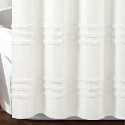 72"x72" Boho Kendra Tufted Yarn Dyed Eco Friendly Recycled Cotton Shower Curtain - Lush Décor -Beautiful House GUEST 9b666223 a6fa 4962 afe9 aa0d4d7ee9ce