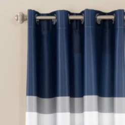 2pk 52"x84" Room Darkening Alexander Curtain Panels Navy - Lush Décor