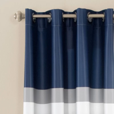 2pk 52"x84" Room Darkening Alexander Curtain Panels Navy - Lush Décor 1 2pk 52"x84" Room Darkening Alexander Curtain Panels Navy - Lush Décor