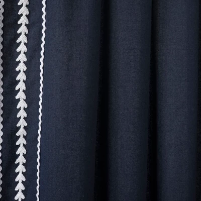 Lush Décor Olivia Ric Rac Embroidery Border Window Panel Navy/White Single 42x84 3 Lush Décor Olivia Ric Rac Embroidery Border Window Panel Navy/White Single 42x84 - Image 3