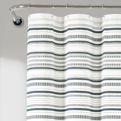 72"x72" Urban Woven Yarn Dyed Eco-Friendly Recycled Cotton Shower Curtain Navy - Lush Décor: Bathroom Accessory, Plain Weave 1 72"x72" Urban Woven Yarn Dyed Eco-Friendly Recycled Cotton Shower Curtain Navy - Lush Décor: Bathroom Accessory, Plain Weave