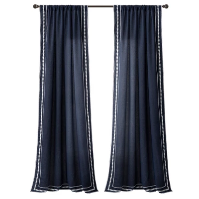 Lush Décor Olivia Ric Rac Embroidery Border Window Panel Navy/White Single 42x84 6 Lush Décor Olivia Ric Rac Embroidery Border Window Panel Navy/White Single 42x84 - Image 6