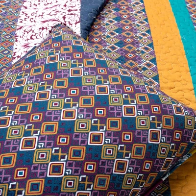 Lush Décor 3pc Boho Stripe Reversible Oversized Cotton Quilt Set 6 Lush Décor 3pc Boho Stripe Reversible Oversized Cotton Quilt Set - Image 6