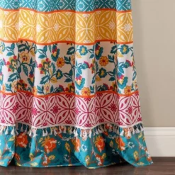 2pk 42"x84" Light Filtering Emily Boho Stripe Curtain Panels Turquoise Blue - Lush Décor -Beautiful House GUEST a2b45f87 93ac 48ee 9258 bd6b84fc0737