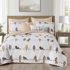 7pc Rowley Birds Quilt Set - Lush Décor -Beautiful House GUEST a351840f 3d2f 410a 9353 63d7d2746fa7