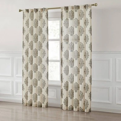37"x84" Lush Decor Sofia Flower Block Bouquet Linen Textured Window Curtain Panels Clay/Teal Pair 5 37"x84" Lush Decor Sofia Flower Block Bouquet Linen Textured Window Curtain Panels Clay/Teal Pair - Image 5