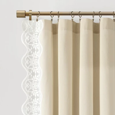 Lush Décor Scalloped Edge Lace Border Window Panel Neutral/Off White Single 52x84 2 Lush Décor Scalloped Edge Lace Border Window Panel Neutral/Off White Single 52x84 - Image 2