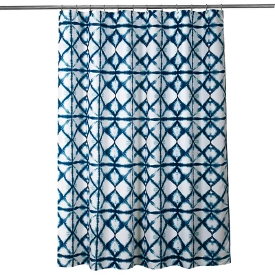 Geo Shibori Shower Curtain Navy - Lush Décor 4 Geo Shibori Shower Curtain Navy - Lush Décor - Image 4