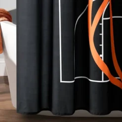 72"x72" Kids' Basketball Game Shower Curtain Black/Orange - Lush Décor -Beautiful House GUEST a98a7483 28b7 47e6 824f 5bec5313d991