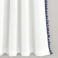 Lush Décor Pom Pom Window Curtain Panel Navy Single 50X63+2 6 Lush Décor Pom Pom Window Curtain Panel Navy Single 50X63+2 -Beautiful House GUEST aa031c4d 03b6 41a3 a41c ddbb824cc01c