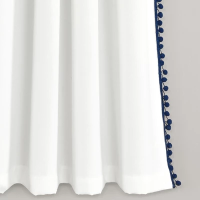 Lush Décor Pom Pom Window Curtain Panel Navy Single 50X63+2 3 Lush Décor Pom Pom Window Curtain Panel Navy Single 50X63+2 - Image 3