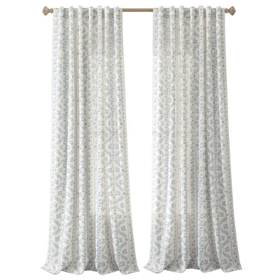 Lush Décor Doreen Delicate Floral Window Panels Blue Pair 52x84 6 Lush Décor Doreen Delicate Floral Window Panels Blue Pair 52x84 - Image 6