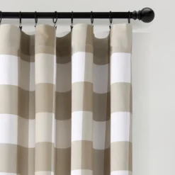 Lush Décor Kelly Checker Light Filtering Window Curtain Panels Neutral 52X84 Set