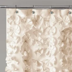 Lucia Scattered Flower Textured Shower Curtain - Lush Décor