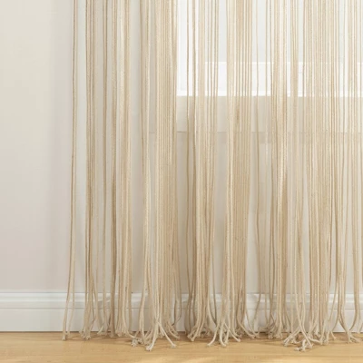 1pc 40"x84" Light Filtering Boho Macrame Tassel Curtain Panel Tan - Lush Décor 3 1pc 40"x84" Light Filtering Boho Macrame Tassel Curtain Panel Tan - Lush Décor - Image 3