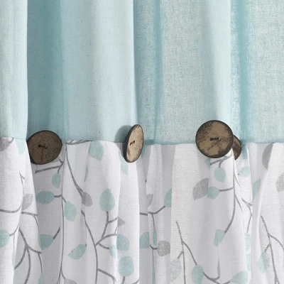 Lush Decor Linen Button Botanical Garden Window Curtain Panels Blue/Gray Single 40X84 2 Lush Decor Linen Button Botanical Garden Window Curtain Panels Blue/Gray Single 40X84 - Image 2