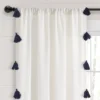 84"x52" Boho Faux Linen Texture Tassel Rod Pocket Window Curtain Panels - Lush Décor