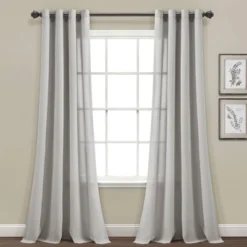 Set Of 2 (84"x52") Faux Linen Grommet Window Curtain Panels - Lush Décor -Beautiful House GUEST ade42507 0b94 49b2 9dc7 57e4c8d1e9fa