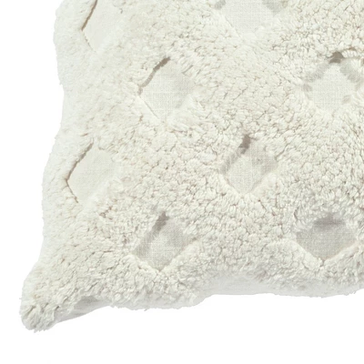 20"x20" Oversize Tufted Diagonal Square Throw Pillow White - Lush Décor 2 20"x20" Oversize Tufted Diagonal Square Throw Pillow White - Lush Décor - Image 2