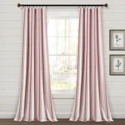 Set Of 2 (84"x42") Farmhouse Striped Yarn Dyed Eco-Friendly Recycled Cotton Window Curtain Panels - Lush Décor -Beautiful House GUEST afac1309 bb1a 405a 828d 8421a2f2fb96