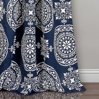 2pk 52"x95" Light Filtering Karmen Medallion Curtain Panels Navy - Lush Décor: 95 Inch Window Curtains, Back Tab 3 2pk 52"x95" Light Filtering Karmen Medallion Curtain Panels Navy - Lush Décor: 95 Inch Window Curtains, Back Tab - Image 3