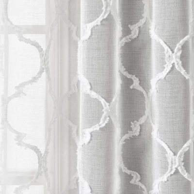 2pk 38"x95" Sheer Avon Trellis Curtain Panels White - Lush Décor 2 2pk 38"x95" Sheer Avon Trellis Curtain Panels White - Lush Décor - Image 2