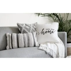 20"x20" Oversize 'Let's Stay At Home' Family-Friendly Square Throw Pillow Cover White - Lush Décor -Beautiful House GUEST b2f6dfce 8e45 4357 816d d2e16b2458d8 1