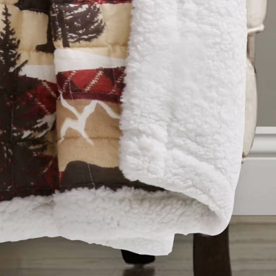 Lush Décor 50"x60" Holiday Lodge Faux Shearling Throw Blanket Red/Brown 1 Lush Décor 50"x60" Holiday Lodge Faux Shearling Throw Blanket Red/Brown