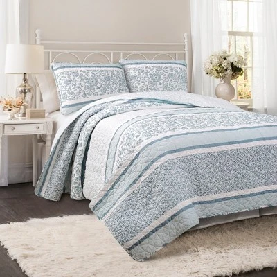 Nisha Reversible Quilt Set Blue - Lush Décor 1 Nisha Reversible Quilt Set Blue - Lush Décor
