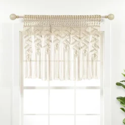 30"x40" Boho Macrame Leaf Cotton Kitchen Curtain Valance - Lush Décor -Beautiful House GUEST b58594b4 621c 4643 8d0d 5a734f506564
