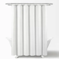 72"x72" Drew Stripe Farmhouse Silver-Infused Antimicrobial Shower Curtain Gray - Lush Décor -Beautiful House GUEST b62dee21 b348 4e55 980f 35ca562827b9