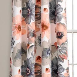 Lush Décor Leah Room Darkening Window Curtains Set - Coral And Gray - 52 X 84 -Beautiful House GUEST b69bac3c 0e30 4b0b b370 349b968bc11a