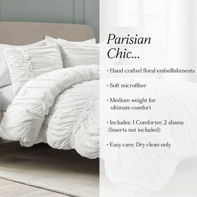 King 3pc Darla Comforter & Sham Set White - Lush Décor: OEKO-TEX Certified, Polyester Fill, Ruched Design 5 King 3pc Darla Comforter & Sham Set White - Lush Décor: OEKO-TEX Certified, Polyester Fill, Ruched Design - Image 5