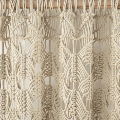 1pc 40"x84" Light Filtering Boho Macrame Tassel Curtain Panel Tan - Lush Décor 2 1pc 40"x84" Light Filtering Boho Macrame Tassel Curtain Panel Tan - Lush Décor - Image 2