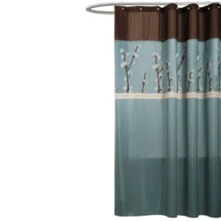 Cocoa Flower Shower Curtain Blue - Lush Décor -Beautiful House GUEST b9a3ab7a 0384 43c1 8114 b6db54507719