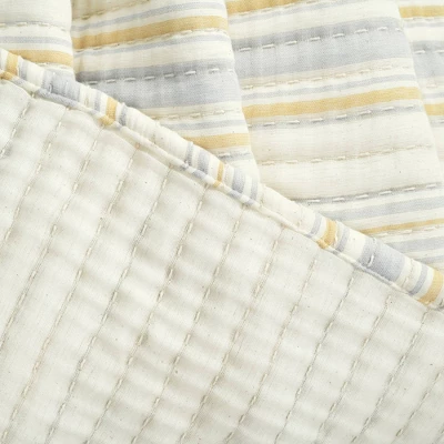 50"x60" Solange Striped Kantha Pick Stitched Yarn Dyed Cotton Woven Throw Blanket Yellow - Lush Décor 3 50"x60" Solange Striped Kantha Pick Stitched Yarn Dyed Cotton Woven Throw Blanket Yellow - Lush Décor - Image 3