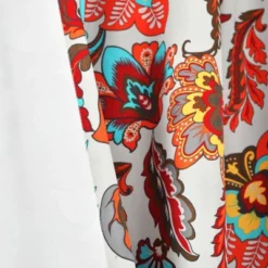 Set Of 2 (95"x38") Zara Jacobean Back Tab Rod Pocket Light Filtering Window Curtain Panels White/Red - Lush Décor -Beautiful House GUEST bb18a28d 1dcf 4c87 9701 9b5d32ca89c5