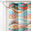 72"x72" Hailey Watercolor Wave Single Shower Curtain Turquoise - Lush Décor