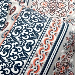 3pc Nesco Stripe Cotton Duvet Cover Set Navy/Coral/Gray - Lush Décor -Beautiful House GUEST be67fa1b bfac 4bf9 824f 3ba4ae4406b6