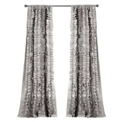 1pc 54"x84" Light Filtering Belle Curtain Panel Gray - Lush Décor: 84 Inch Rod Pocket Polyester Curtain -Beautiful House GUEST bf387666 d173 47d3 a349 7d789543975c