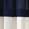 Lush Décor Farmhouse Faux Linen Colorblock Pleated Window Curtain Panel Single Navy/Off White 40x84