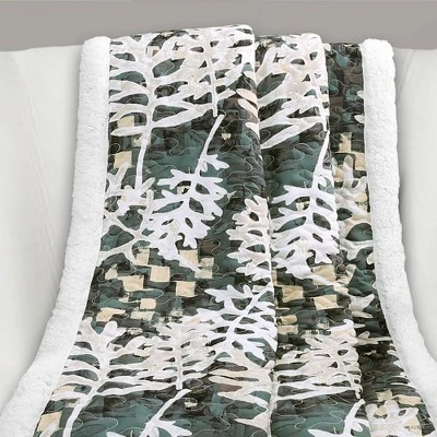 Lush Décor 50"x60" Camoflage Leaves Faux Shearling Throw Blanket Green 1 Lush Décor 50"x60" Camoflage Leaves Faux Shearling Throw Blanket Green
