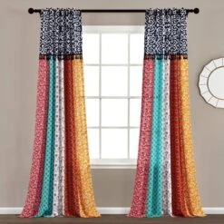Set Of 2 Boho Patch Light Filtering Window Curtain Panels Orange - Lush Décor -Beautiful House GUEST c0d6afb1 3f50 404b 9eeb 93bb6a3671e1