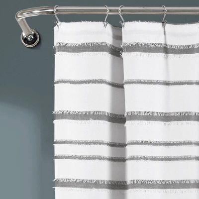 Striped Clip Jacquard Shower Curtain - Lush Décor 2 Striped Clip Jacquard Shower Curtain - Lush Décor - Image 2