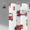 72"x72" Kids' Make A Wish Fire Truck Shower Curtain Single White/Red - Lush Décor